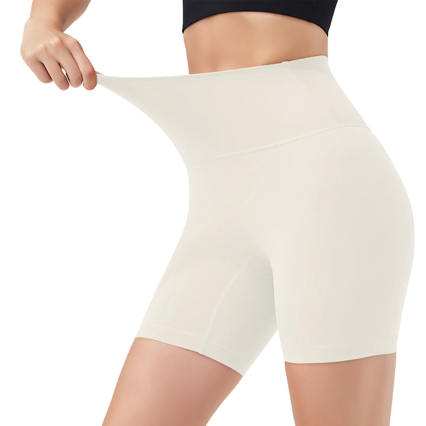 High Waist Biker Shorts Tummy Control - Ivory