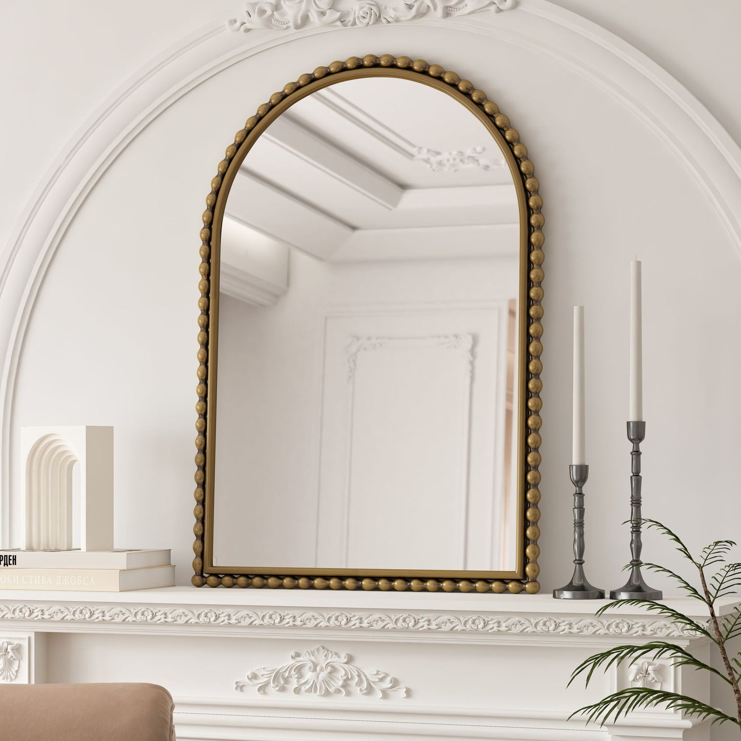 Vintage Iron Art Arch Mirror, Wall Hanging Or Table Display