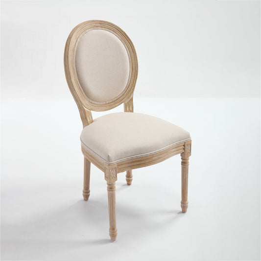 French Country Dining Chair with Upholstered Round Back Set