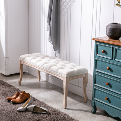 French Vintage Tufted Bench