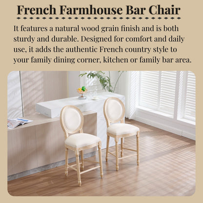 French Country Flower 26'' Bar Height with Upholstered Round Back Set