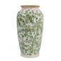 7.7x7.7x14.6' White Ceramic Flower Vase with Green Floral Pattern