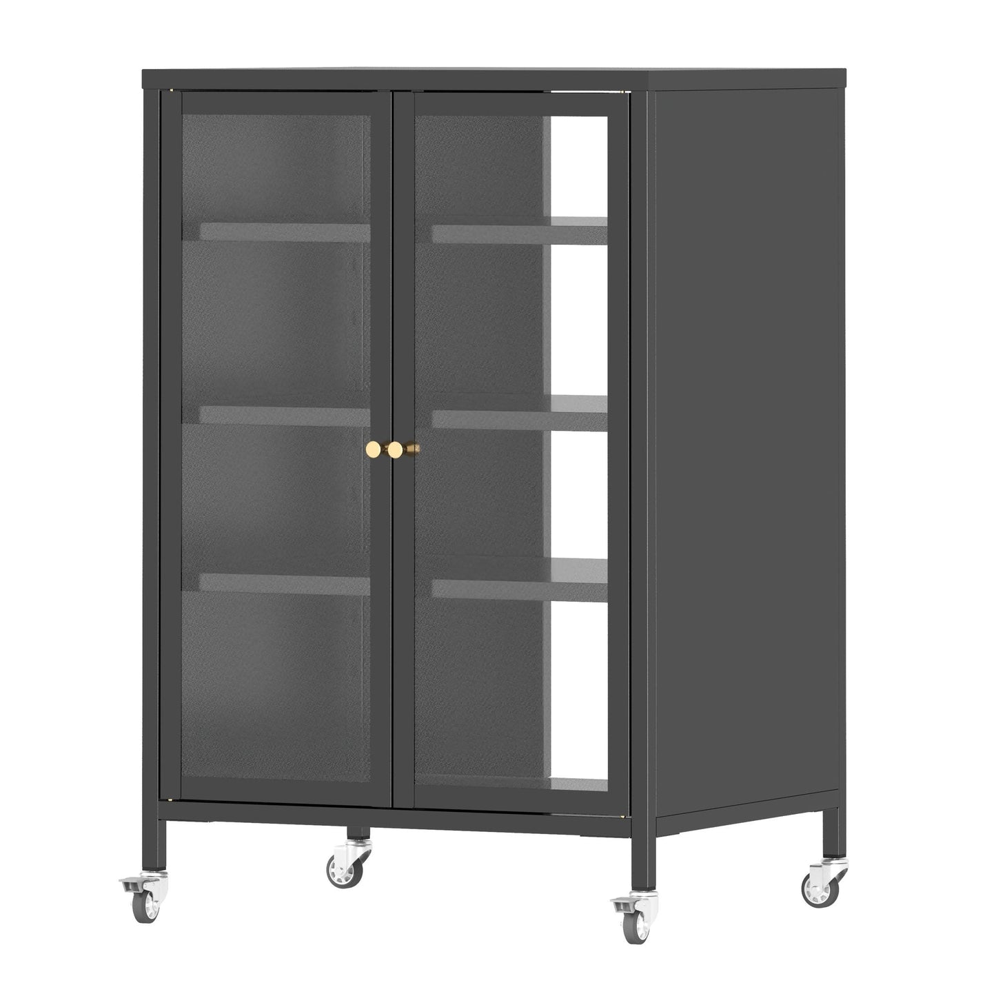 Black Media Storage Cabinet w/ Wheels