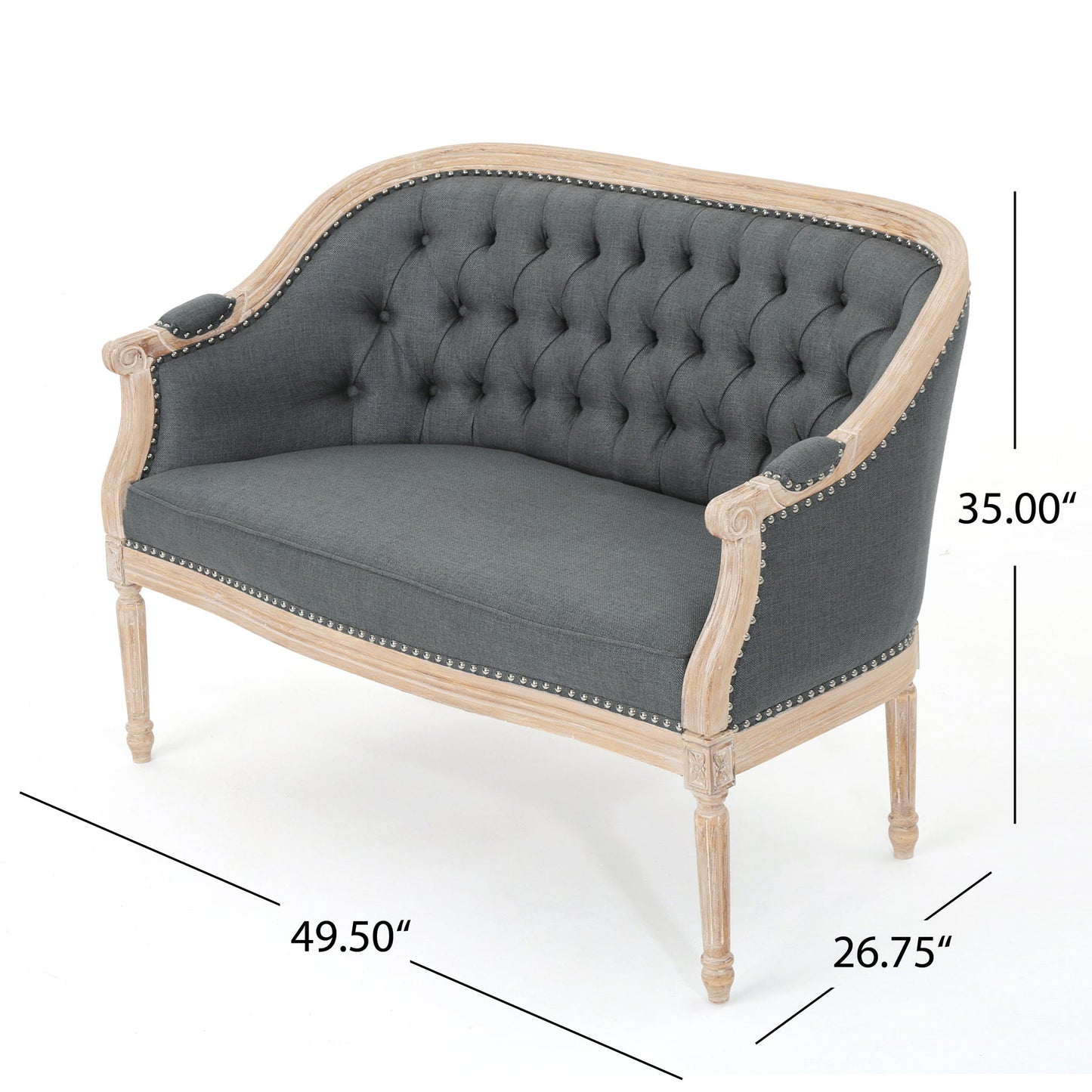 French Country Flower Chesterfield Tufted Loveseat