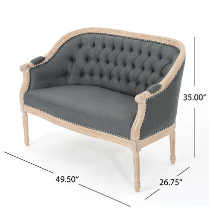 French Country Flower Chesterfield Tufted Loveseat