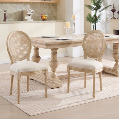 French Country Flower Dining Chair w/Rattan Back Set