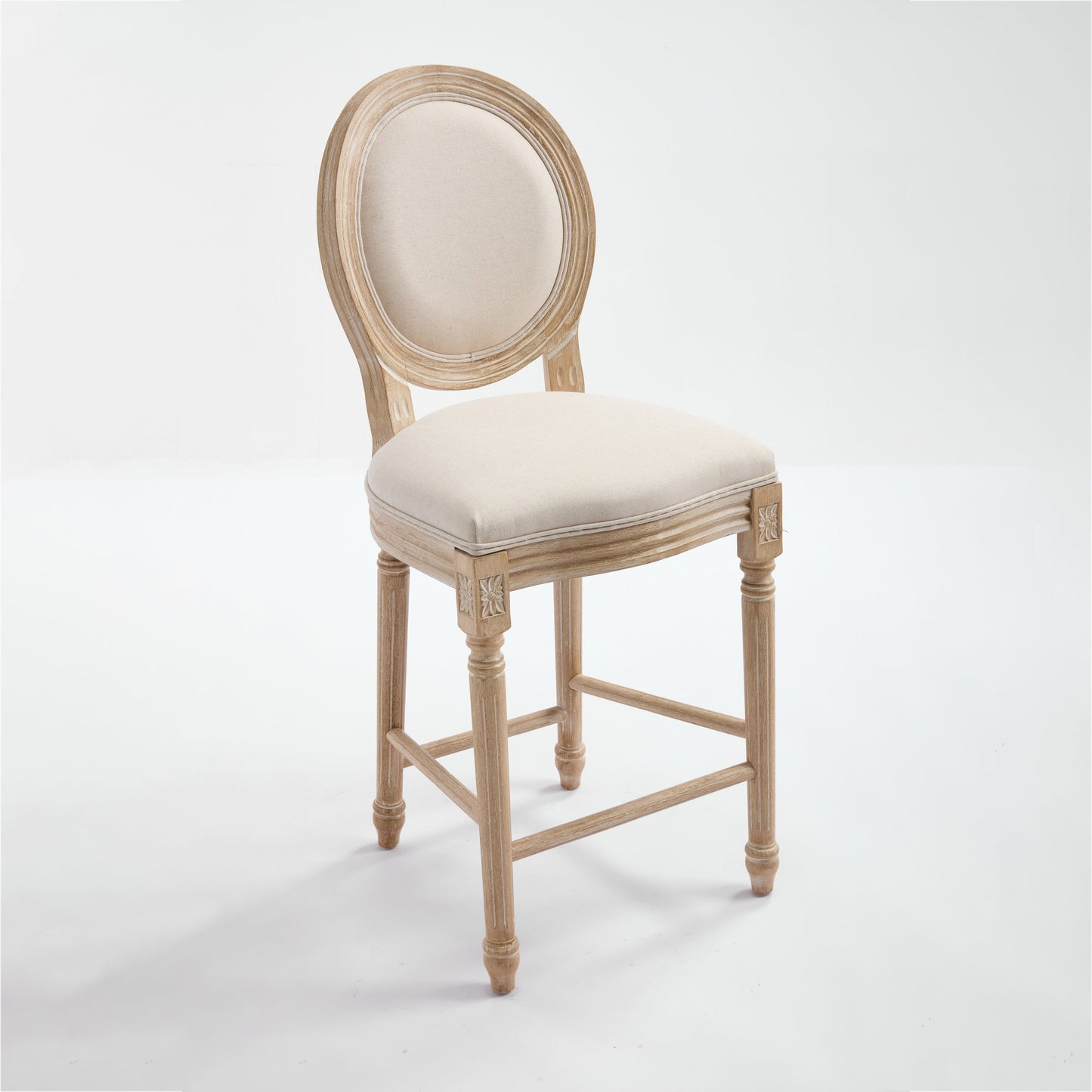 French Country Flower 26'' Bar Height with Upholstered Round Back Set