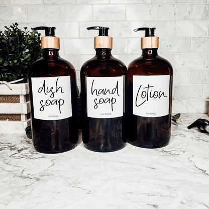 32 Oz Amber Glass Reusable Dispenser Bottle