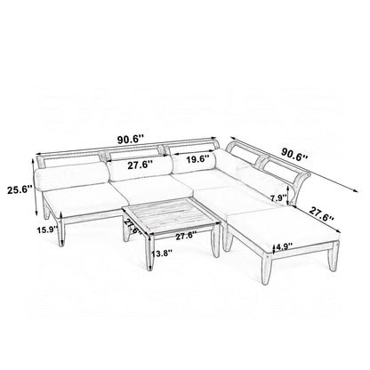 6 Piece Acacia Outdoor Sectional