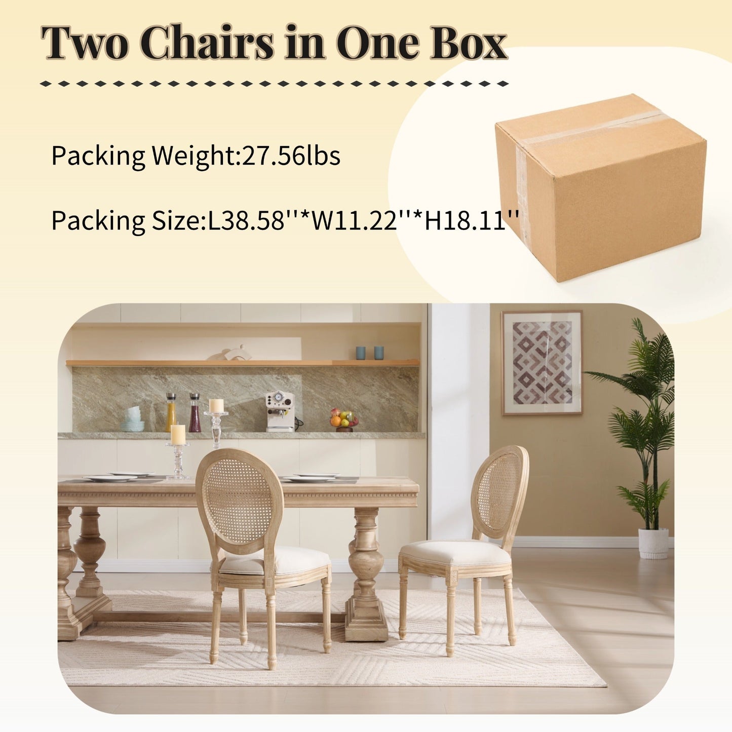 French Country Flower Dining Chair w/Rattan Back Set