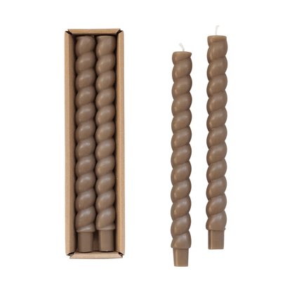 Unscented Tapered Twist Candles, Set of 2 (3 Color Options)