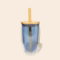 Double-Glass Cup With Bamboo Straw