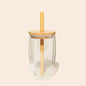 Double-Glass Cup With Bamboo Straw
