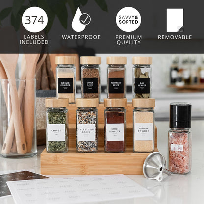 Glass Spice Jars with Labels - 24 PACK