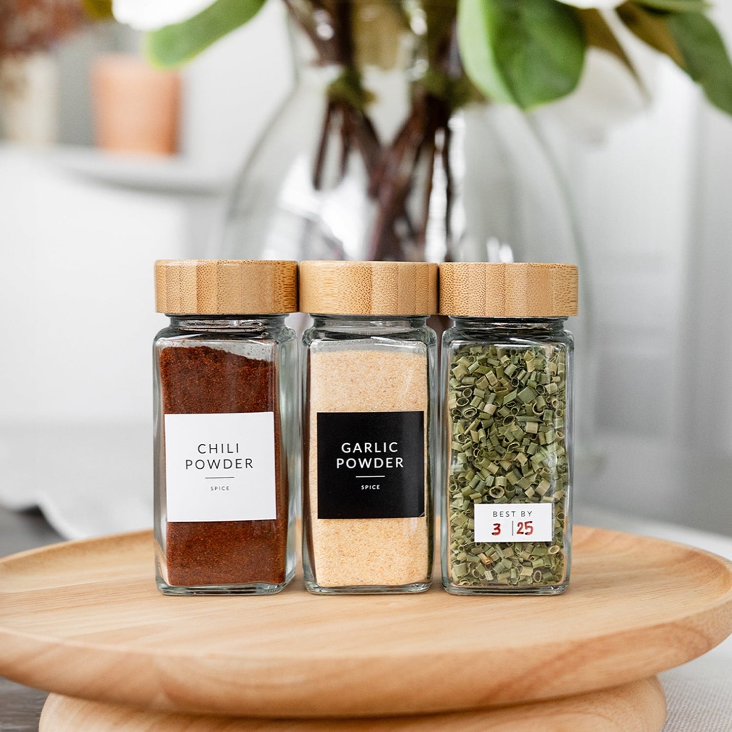 Glass Spice Jars with Labels - 24 PACK