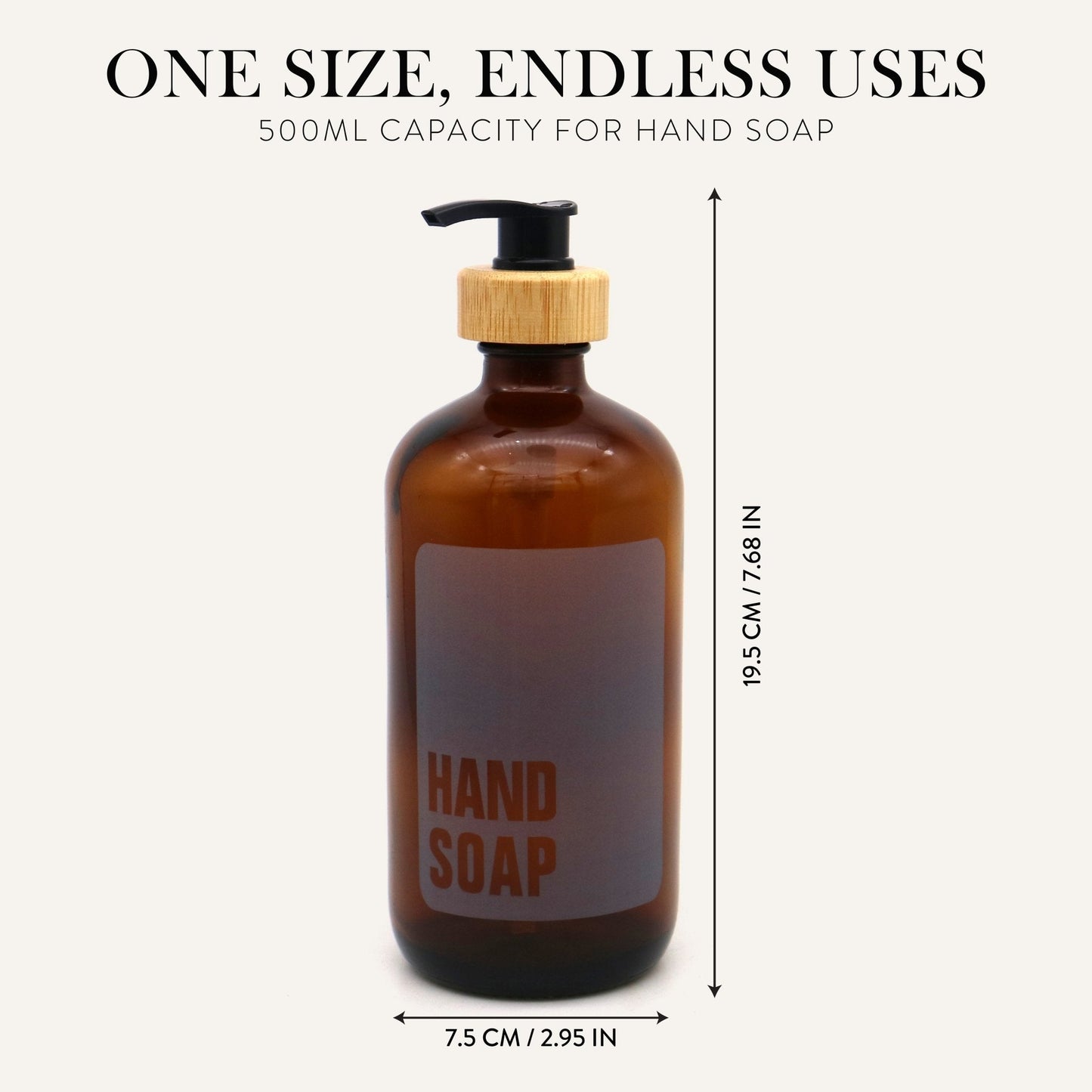 Hand Soap Glass Amber Bottle 500ml