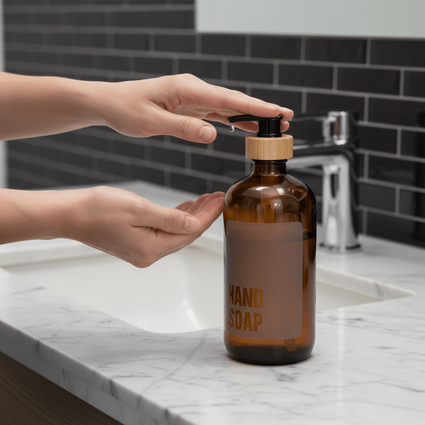 Hand Soap Glass Amber Bottle 500ml