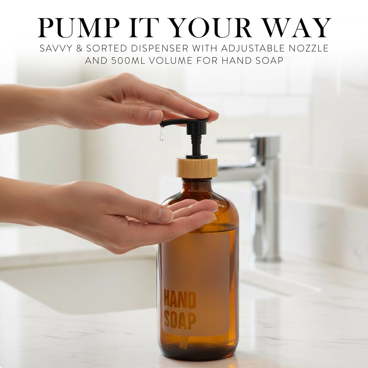 Hand Soap Glass Amber Bottle 500ml