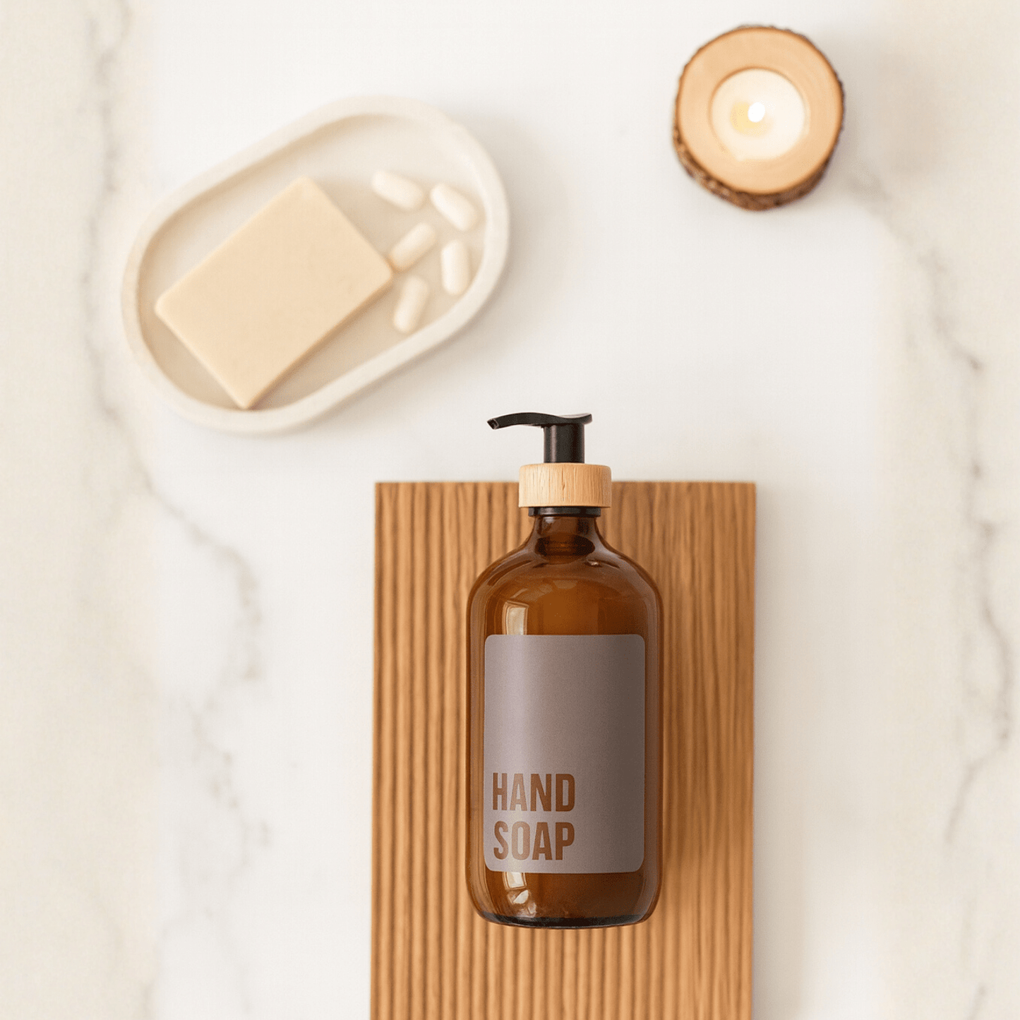 Hand Soap Glass Amber Bottle 500ml