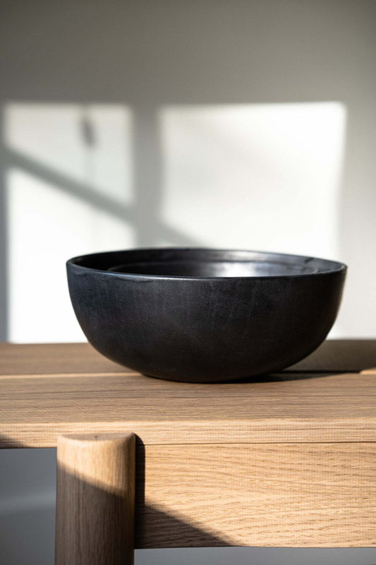Black Matte - Stoneware Salad Serving Bowl