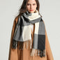 Winter  Long Plaid Headwear Scarf Warm Shawls Cashmere Female Scarfs Scarves Lady Tassel Shawl Wraps For Women
