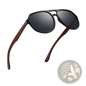 Mirror Lens Wood Temple Aviator Sunglasses