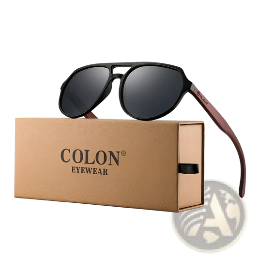 Mirror Lens Wood Temple Aviator Sunglasses
