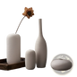 Nordic White Ribbed Ceramic Vase for Modern Home Decor