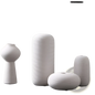 Nordic White Ribbed Ceramic Vase for Modern Home Decor