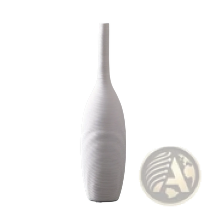 Nordic White Ribbed Ceramic Vase for Modern Home Decor