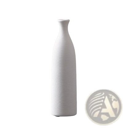 Nordic White Ribbed Ceramic Vase for Modern Home Decor