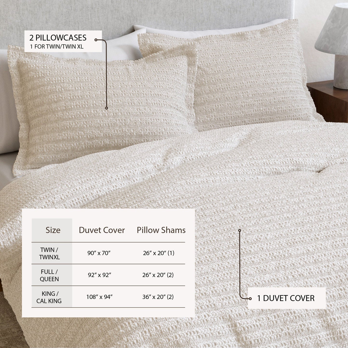 Honeycomb Waffle Duvet Set