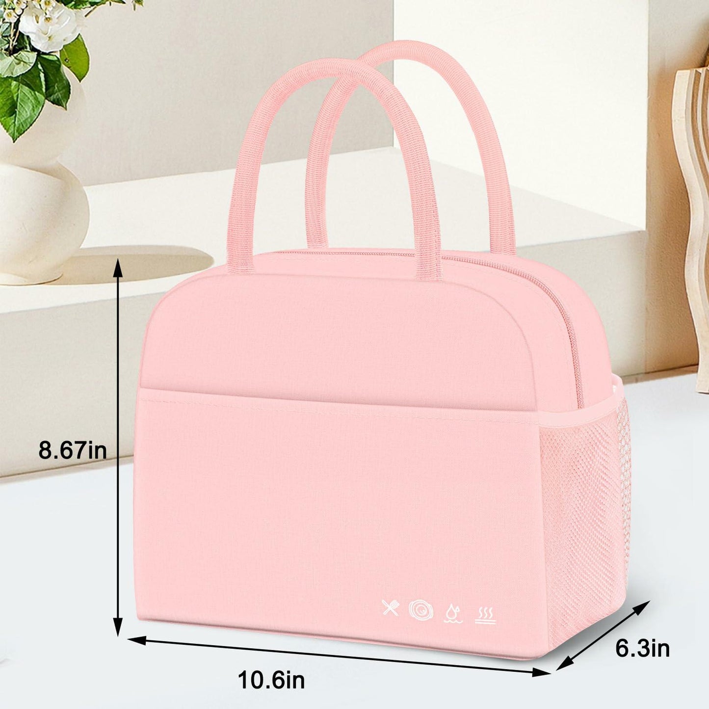KUBYA Pink Insulated Lunch Bag Pink