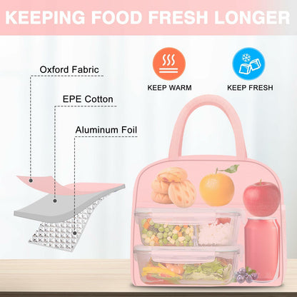 KUBYA Pink Insulated Lunch Bag Pink