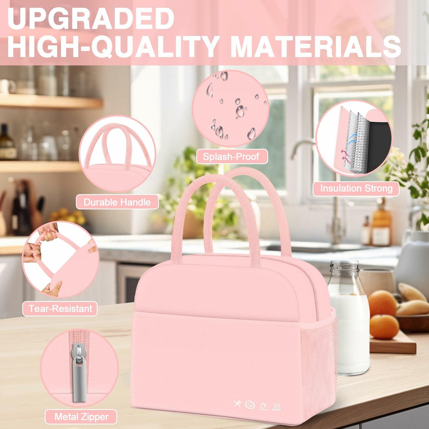 KUBYA Pink Insulated Lunch Bag Pink