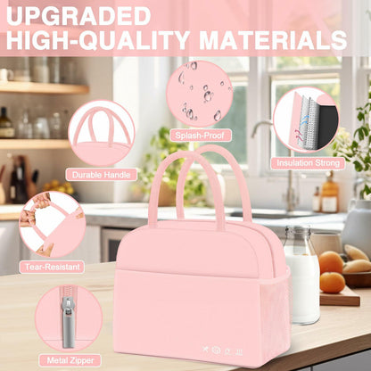 KUBYA Pink Insulated Lunch Bag Pink