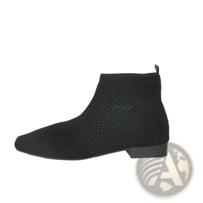 Plus Size Pointed Toe Knit Ankle Boots with Heel
