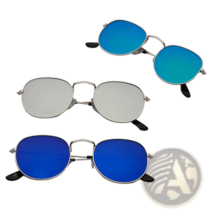 Rose Gold and Metallic Aviator Mirror Lens Sunglasses Set