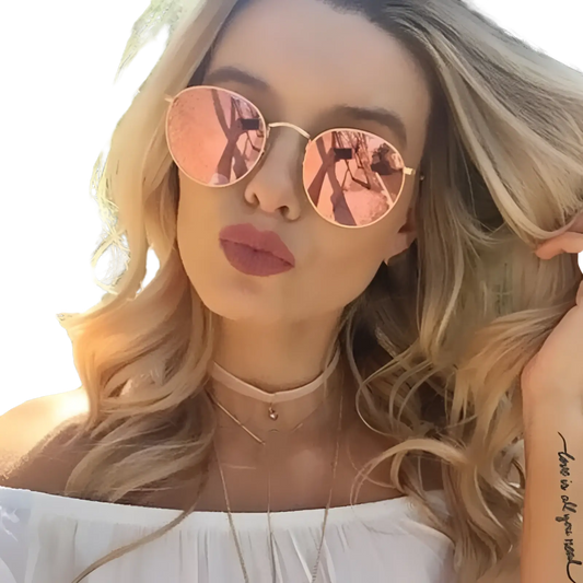 Rose Gold and Metallic Aviator Mirror Lens Sunglasses Set