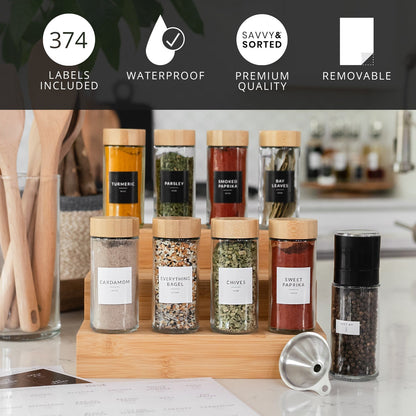 Round Spice Jars with Labels - 24 PACK