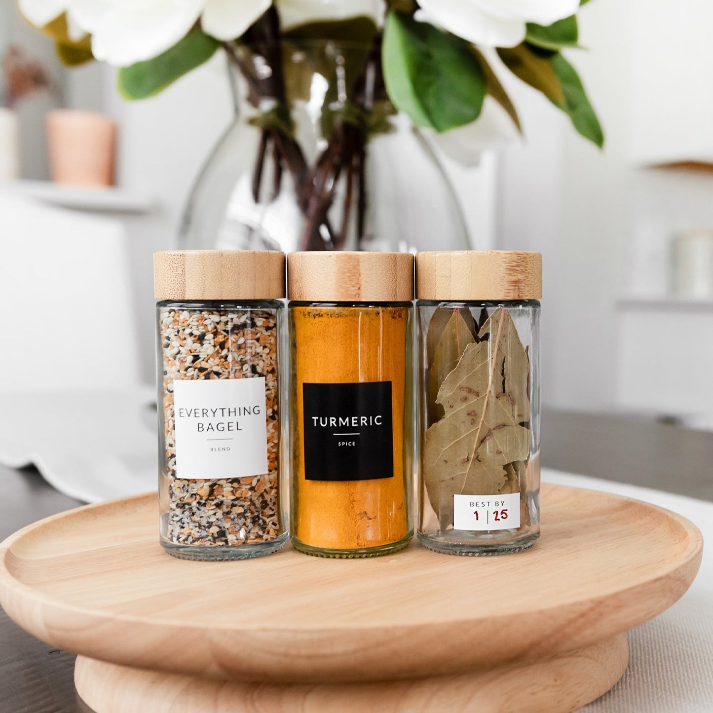Round Spice Jars with Labels - 24 PACK
