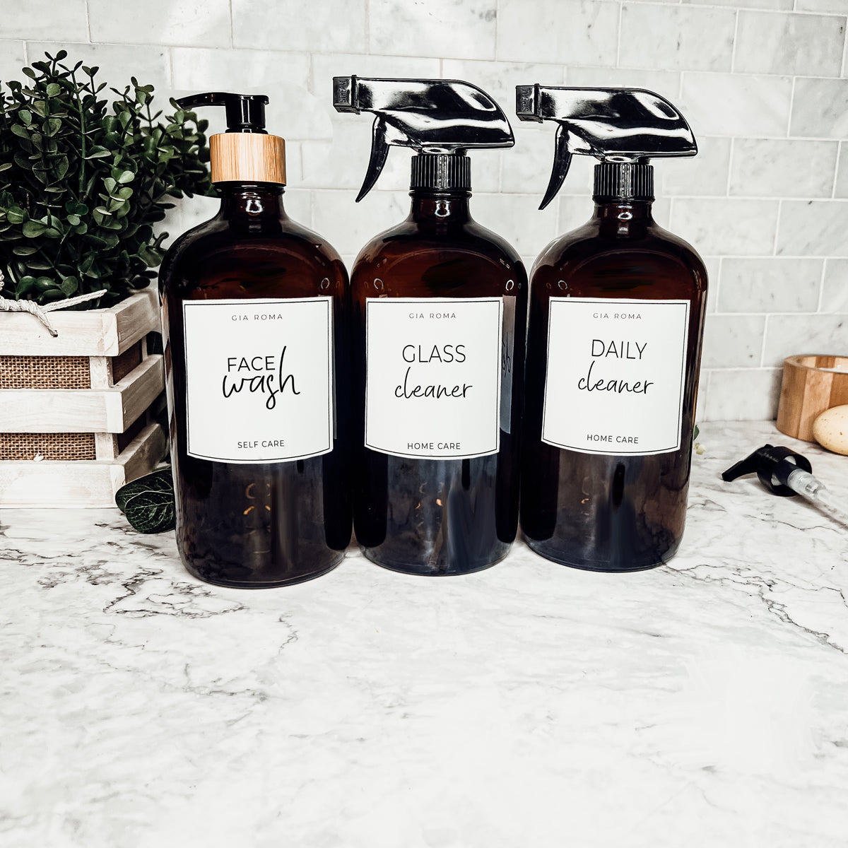 32 Oz Amber Glass Reusable Dispenser Bottle