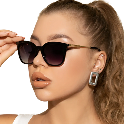 Vintage Cat Eye Sunglasses with Gold Chain Detail