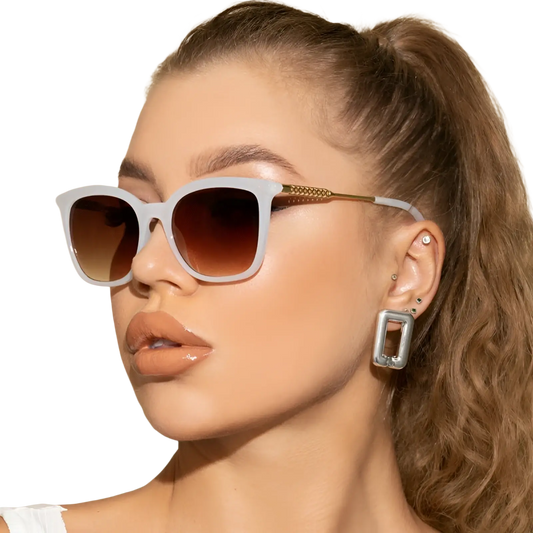Vintage Cat Eye Sunglasses with Gold Chain Detail