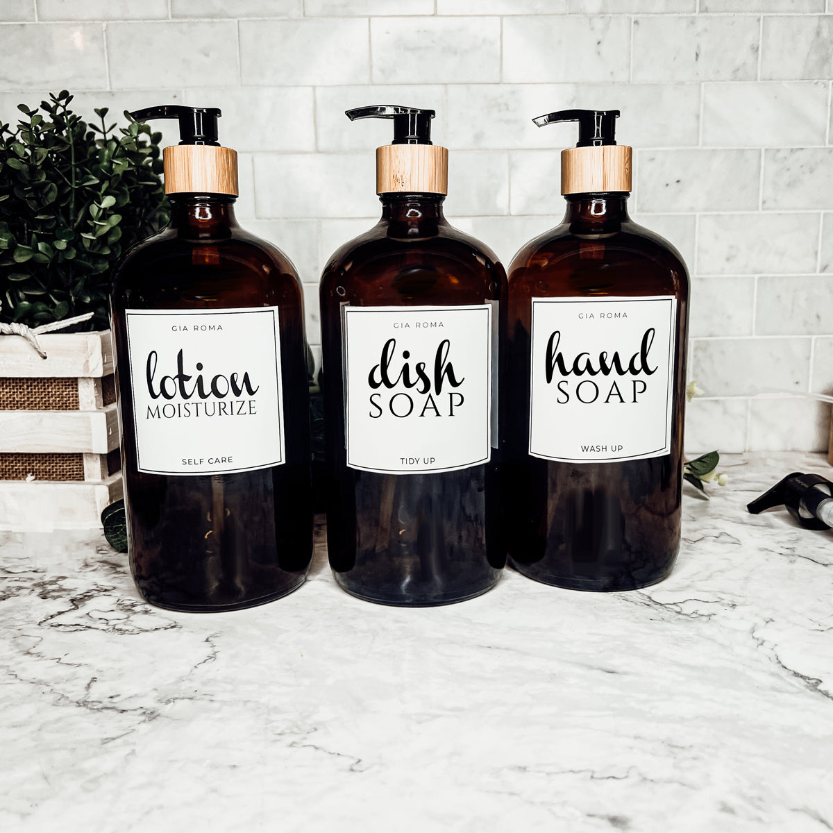 32 Oz Amber Glass Reusable Dispenser Bottle