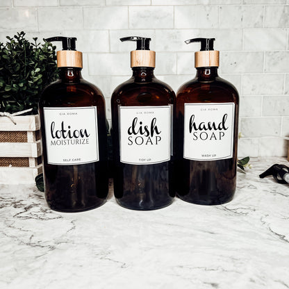 32 Oz Amber Glass Reusable Dispenser Bottle