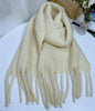 Winter Thick Soft Solid Color Warm Scarf Cashmere Hijabs Lightweight Warm Scarves Wraps Elegant Big Tassels Shawl Long Stole Mufflers For Women