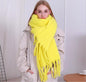 Winter Thick Soft Solid Color Warm Scarf Cashmere Hijabs Lightweight Warm Scarves Wraps Elegant Big Tassels Shawl Long Stole Mufflers For Women