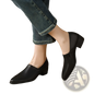 Women's Leather Block Heel Loafers Square Toe Shoes